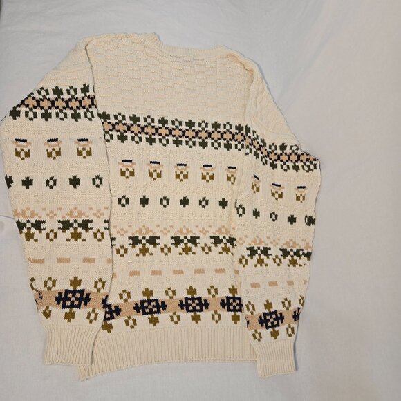 U.S.A. Vintage Eclectic Grandpa Academia Fisherman IVORY Sweater Oversized XL T - Picture 7 of 16